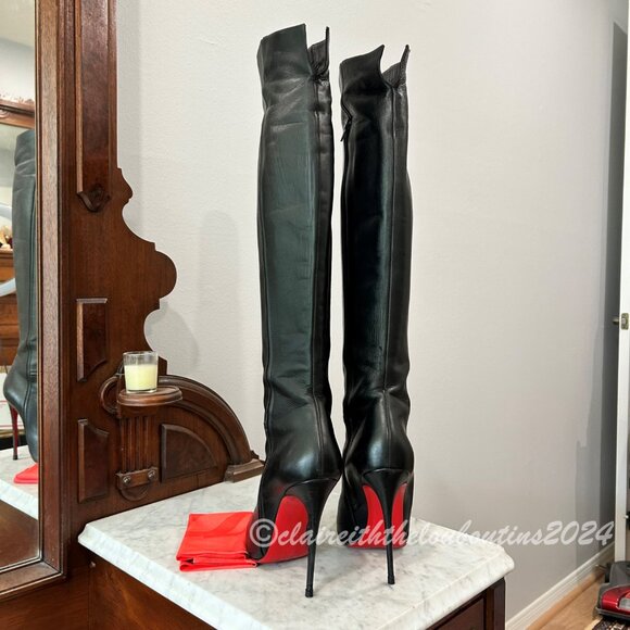 Christian Louboutin Armurabotta 120 Black Napa Over Knee Boots size 39 - Picture 3 of 8